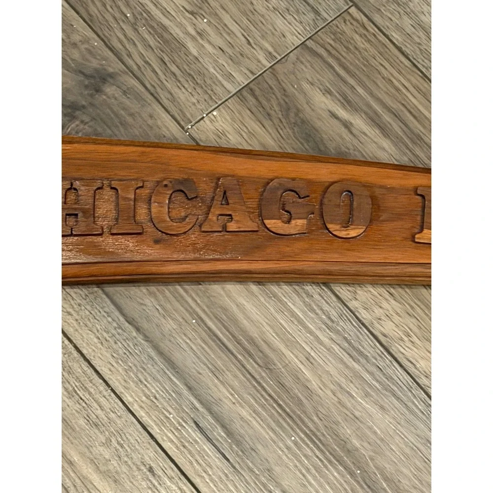 Vintage Hand-Carved Wood Chicago Bulls 3D Sign Wall Decor Man Cave NBA Art